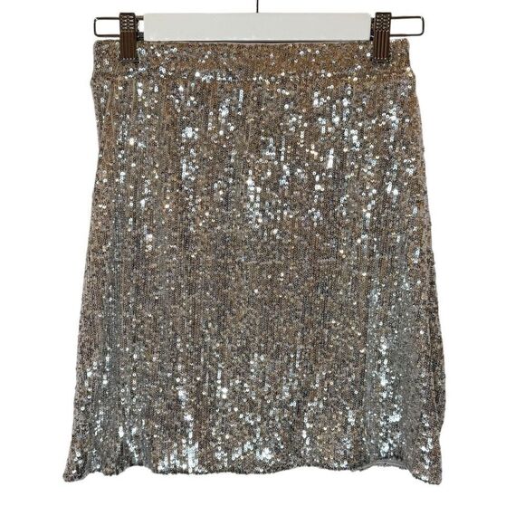 Express Silver Sequin Mini Skirt - Women's XS - Picture 2 of 6